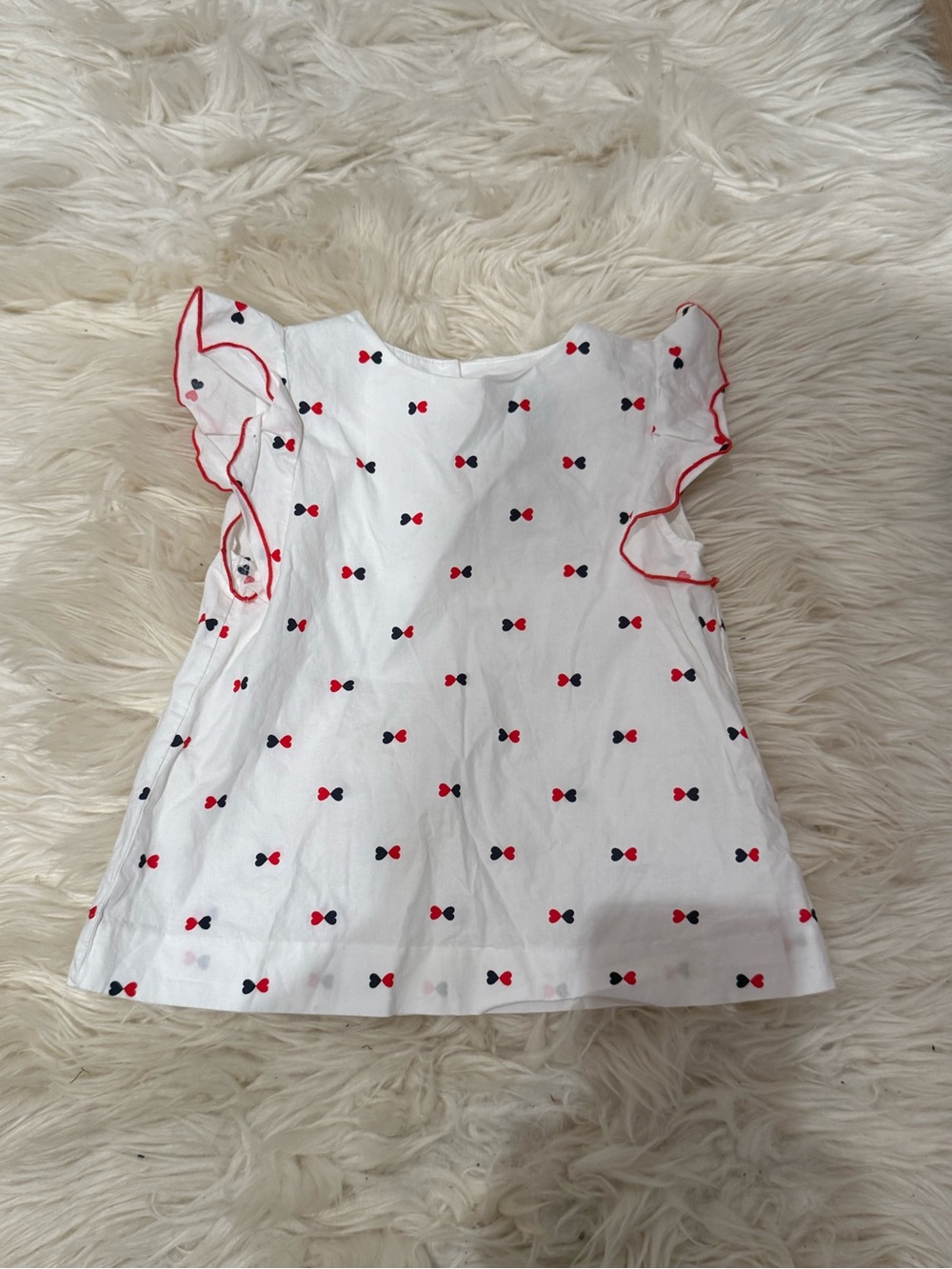 Jacadi White Toddler Top with Red & Navy Bow Print Size 4